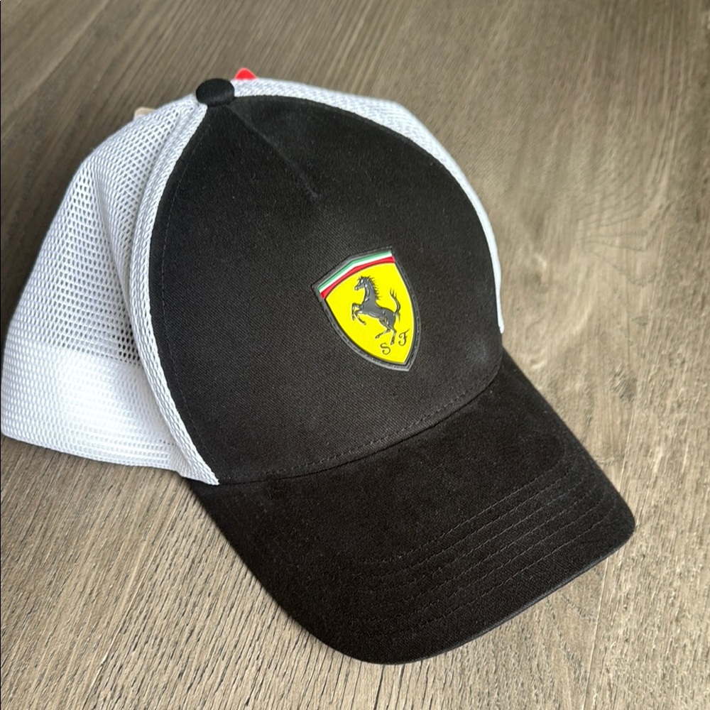 Ferrari Black and White Mesh Cap